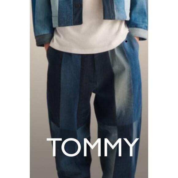 Tommy Remixed Patchwork Jeans Tommy Hilfiger Size 3 (16) 35inX27.5in High Rise - Picture 14 of 16